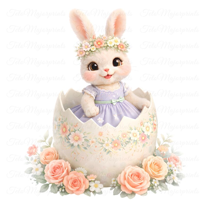 12 Easter Bunny PNG Bundle Pastel Spring Rabbit Clipart Sublimation ...