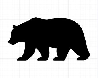 Bear Silhouette SVG PNG | Simple Bear Outline Cut File for Cricut, Wildlife Animal Clipart, Outdoor Nature Design