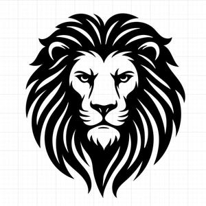 Lion Head SVG PNG | Fierce Lion Silhouette, King of the Jungle Tribal Style Cut File for Cricut, Mascot Logo Clipart