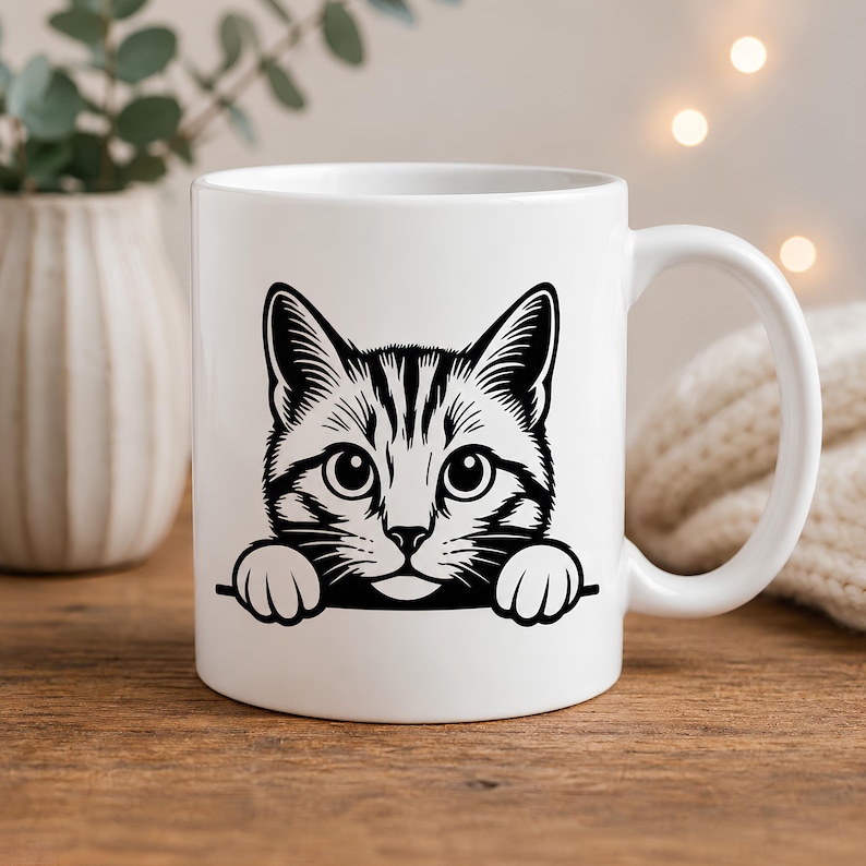 Peeking Cat SVG PNG JPG Kitten Pet Vector Graphic Design Cricut Laser Cut File image 2