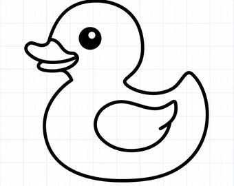 Rubber Duck Silhouette SVG PNG | Cute Duck Line Art Cut File | Baby Shower Clipart for Cricut & Glowforge