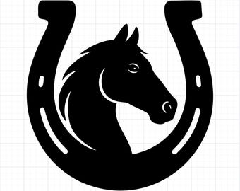 Horse Horseshoe Silhouette SVG PNG | Western Ranch Cut File | Cowboy Clipart for Cricut
