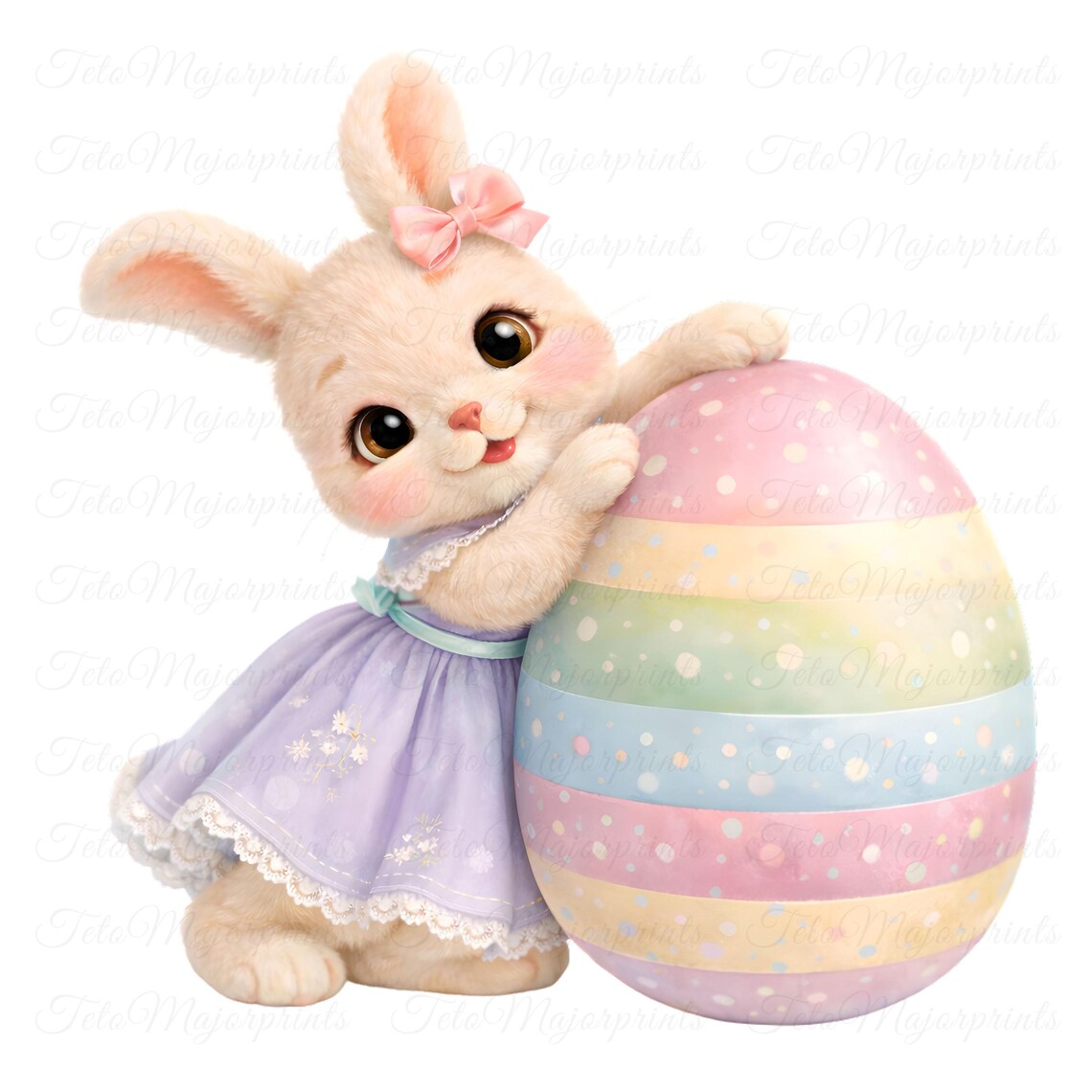 12 Easter Bunny PNG Bundle Pastel Spring Rabbit Clipart Sublimation ...
