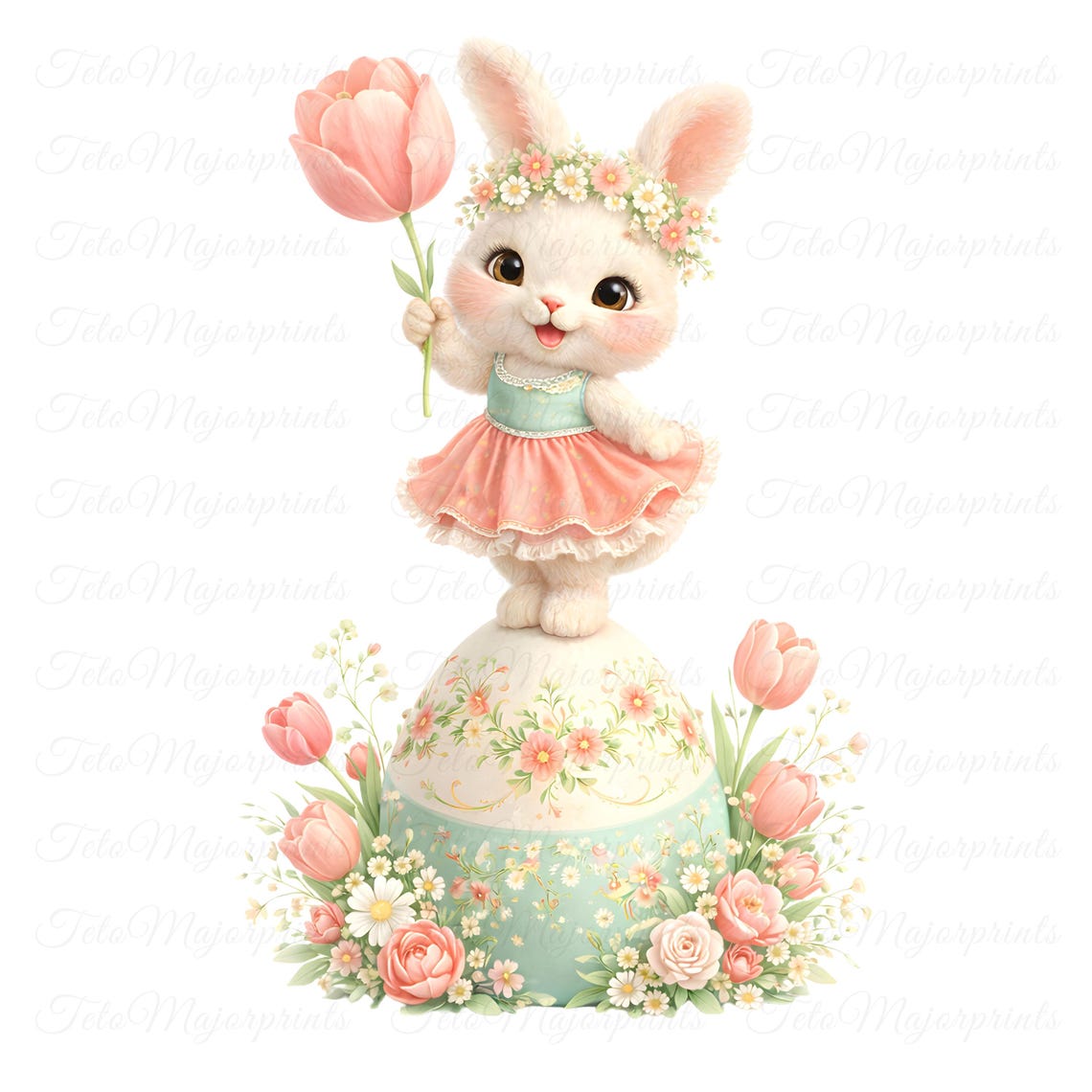 12 Easter Bunny PNG Bundle Pastel Spring Rabbit Clipart Sublimation ...