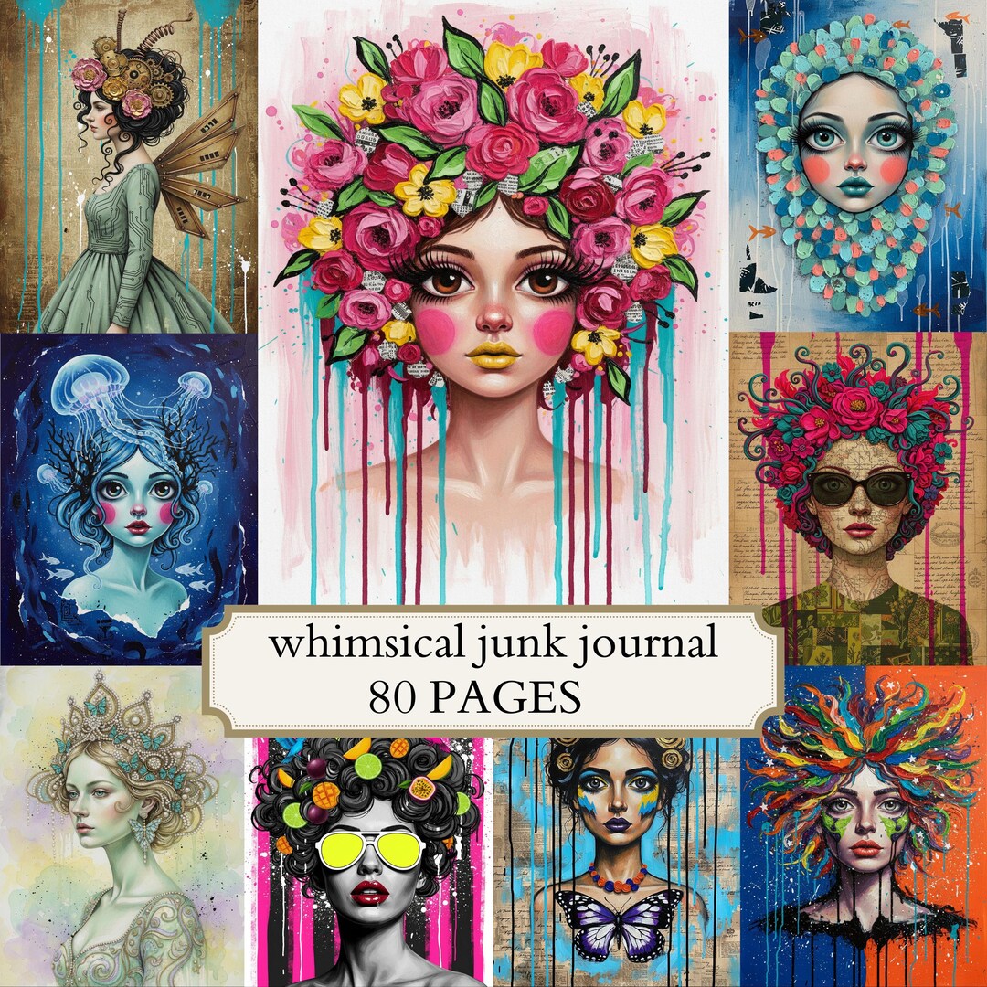 Whimsical Junk Journal Pages Scrapbook Paper Mixed Media Printable ...