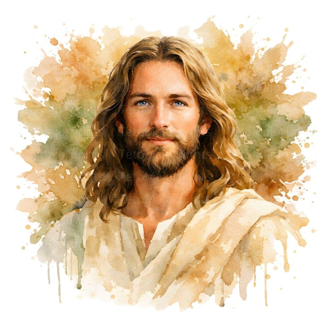 Jesus Christ PNG JPEG Watercolor Portrait Christian Clipart Religious ...
