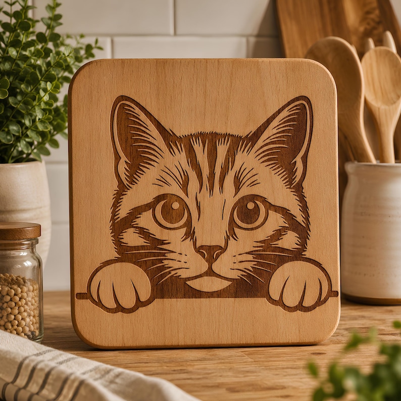 Peeking Cat SVG PNG JPG Kitten Pet Vector Graphic Design Cricut Laser Cut File image 3