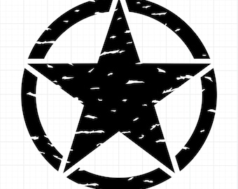 Distressed Star SVG PNG | Military Star Cut File | Vintage Army Symbol Clipart for Cricut & Glowforge