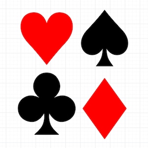 Spielkarte Symbole SVG Bundle | Herzen Pik, Kreuz, Diamanten SVG PNG Set, Kasino Poker Schnittdateien für Cricut, Kartenspiel Clipart
