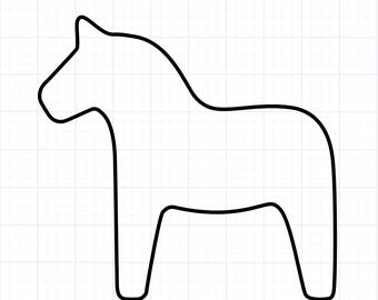 Dala Horse Outline SVG PNG | Scandinavian Folk Horse Line Art Cut File