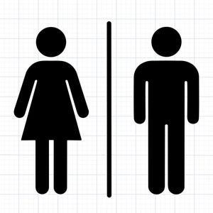 Restroom Sign SVG PNG | Male and Female Bathroom Symbol, Toilet Door Icon, Minimalist People Silhouette for Cricut