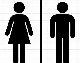 Restroom Sign SVG PNG | Male and Female Bathroom Symbol, Toilet Door Icon, Minimalist People Silhouette for Cricut