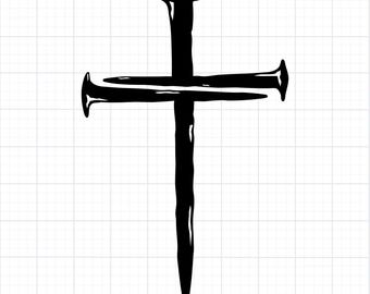 Nail Cross SVG Christian Cross Cut File Iron Nails Religious Vector