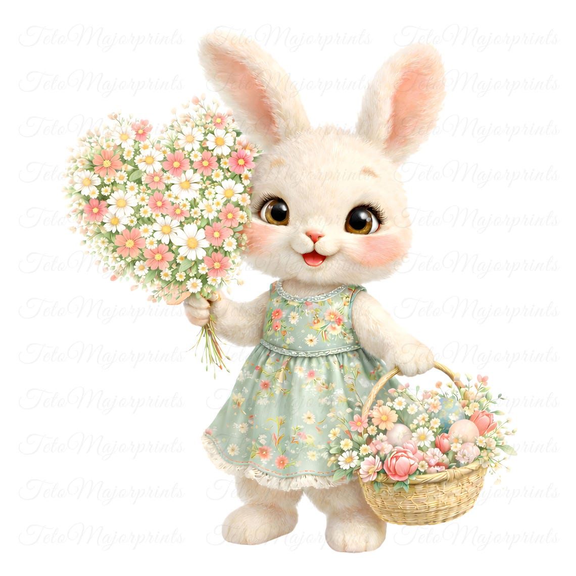 12 Easter Bunny PNG Bundle Pastel Spring Rabbit Clipart Sublimation ...