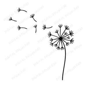 Löwenzahn SVG PNG | Pusteblume Silhouette | Wunsch Blume Cut-Datei für Cricut | Minimal Art Clipart