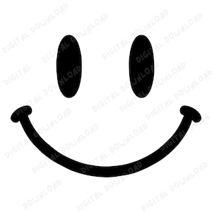 Cara sonriente SVG PNG: Clipart de sonrisa minimalista para Cricut y sublimación (descarga digital)