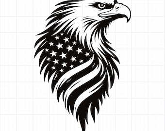 Patriotic Bald Eagle SVG PNG American Flag Silhouette Cricut Glowforge Cut File Design Download