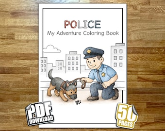 Police Coloring Book for Kids • 50 Pages to Download & Color • Police Cars • Officers • PDF/PNG Printable Pages • Instant Download