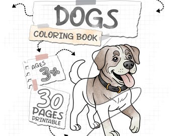 Printable Dog Coloring Pages for Kids | Dogs Coloring Book PDF | Animal Coloring Sheets | Ages 3+ | Instant Download Digital File