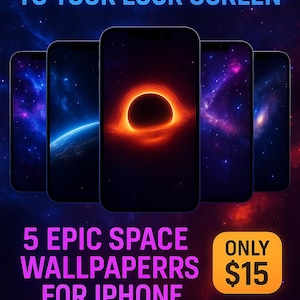 Galaxy Drift - 5 High-Resolution Space iPhone Wallpapers | Digital Download, Sci-Fi Aesthetic, Cosmic Art Backgrounds