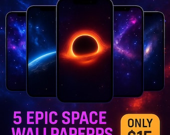 Galaxy Drift - 5 High-Resolution Space iPhone Wallpapers | Digital Download, Sci-Fi Aesthetic, Cosmic Art Backgrounds