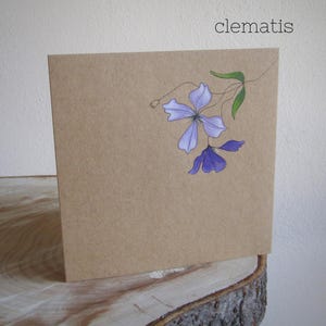 Clematis, Hand Painted Card