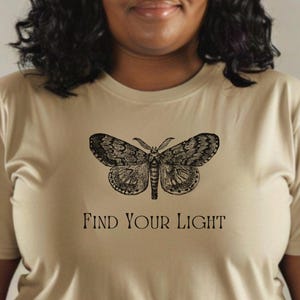 Find Your Light Moth Shirt | Vintage  Moth Tee | Goblincore Aesthetic | Mystical Moth T-Shirt | Celestial Insect Shirt