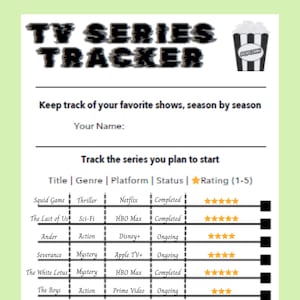 TV Series Tracker for Fans | Track Episodes & Seasons | Printable TV Planner
