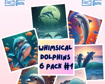 Dolphin Dreamland Pack #1: 6 Adorable Ocean-Themed Printable Art for Kids – Instant Download!
