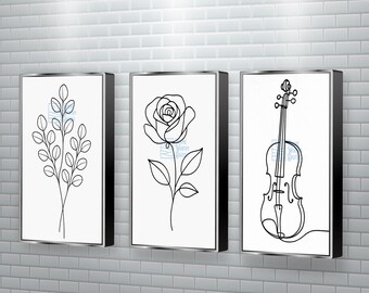 Minimalist Line Art Prints | Scandinavian Wall Decor Set (Digital Download)