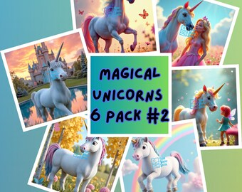 Magical Unicorn Dreams Pack #2: 6 Enchanting Printable Art Prints for Kids – Instant Download!
