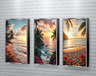 Tropical Beach Wall Art Set | Coastal Paradise Prints (Digital Download)