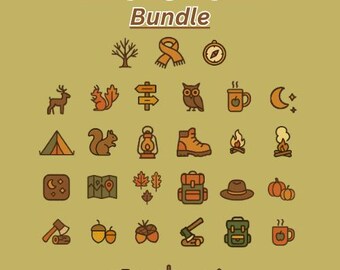 Autumn Hiking Clipart Icons | Camping PNG & SVG Bundle (Digital Download)