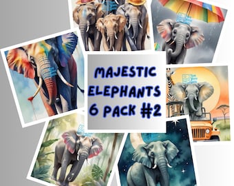 Adorable Elephant Adventures Pack #2: 6 Fun Printable Art Designs for Kids – Instant Download!