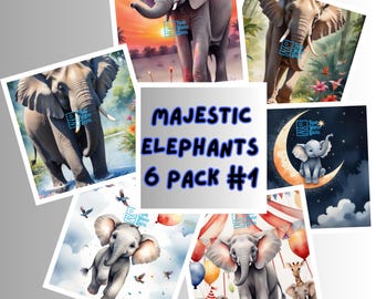 Adorable Elephant Adventures Pack #1: 6 Fun Printable Art Designs for Kids – Instant Download!