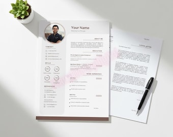 Professional Resume Template for Canva – Modern CV Style, Editable Resume, Cover Letter, Instant Download