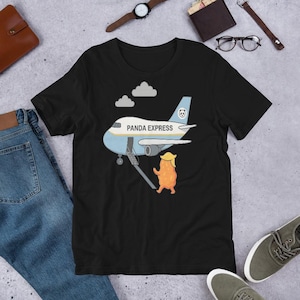 Panda Express Air Force One T-Shirt – Funny Cryptid Tee – Vintage Cartoon Style – Unisex Political Satire Shirt – Orange Chicken Humor