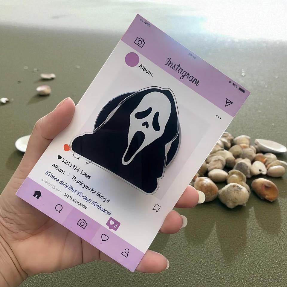 Ghost Phone Figure, Peel-and-Stick Mini Buddy Set, 6 Pieces Halloween