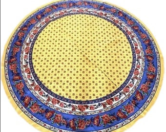 VTG Style 66" Round Tablecloth French Provencal Cottagecore Floral Boho Picnic