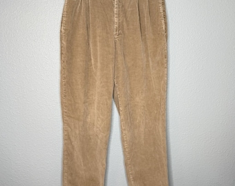 Pantalones de pana Tommy Hilfiger 31x30 plisados color tostado, estilo vintage de los 90, estilo preppy.