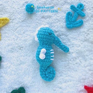 seahorse crochet pattern, sea animals pattern, ocean toys pattern, plush pattern, beginner amigurumi, gift crochet pattern, handmade crochet