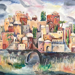 Jerusalem Dream I, Jewish Art Print, City of Jerusalem Painting