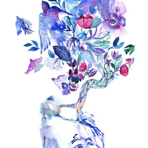 The Sound of Shofar, Watercolor Archival Print, Jewish Art Print, New Year