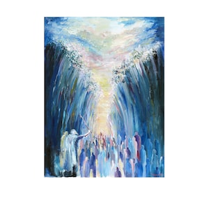 The Red Sea...leaving Mitzraim.... Print from Original Acrylic Painting, Jewish Art Print