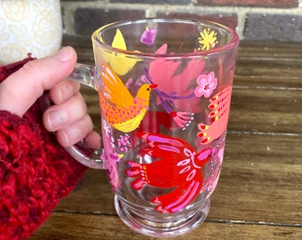 HAND-PAINTED GIFT, Glass Mug  — Bird Song