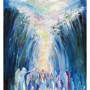 The Red Sea...leaving Mitzraim.... Print from Original Acrylic Painting, Jewish Art Print