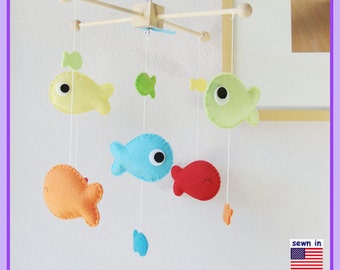Handmade Felt Fish Baby Mobile: Under the Sea Nursery Decor