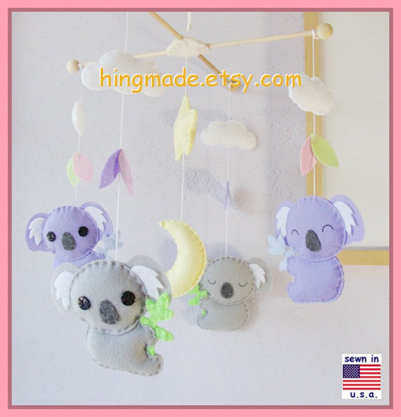 Koala Mobile Baby Nursery Mobile Modern Mobile Etsy