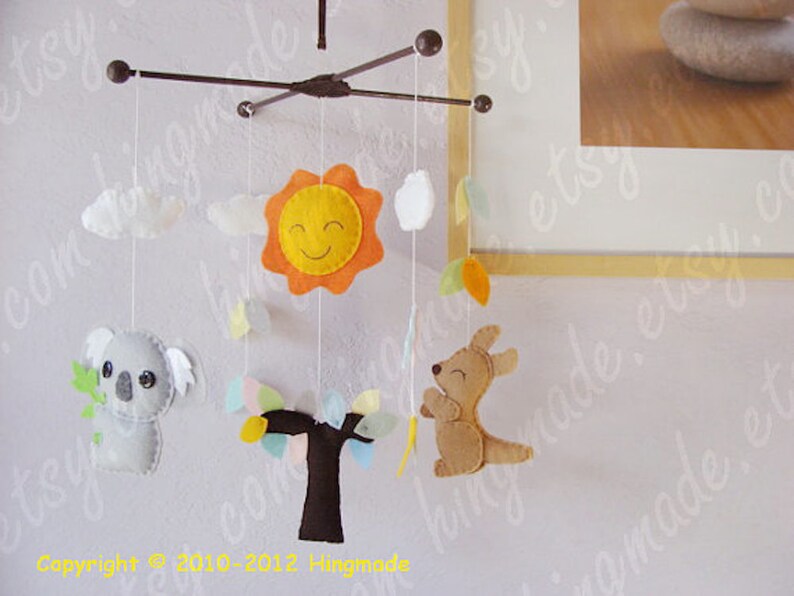 Baby Mobile, Koala Mobile, Kangaroo Mobile, Nursery Decor, Unisex Nursery Mobile, Australian Koala Kangaroo, Custom Mobile image 4