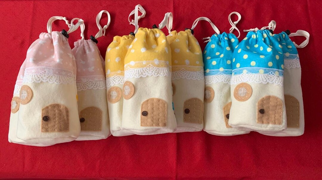 Handmade Felt Drawstring Bags – Whimsical Forest & Cottage Design ...